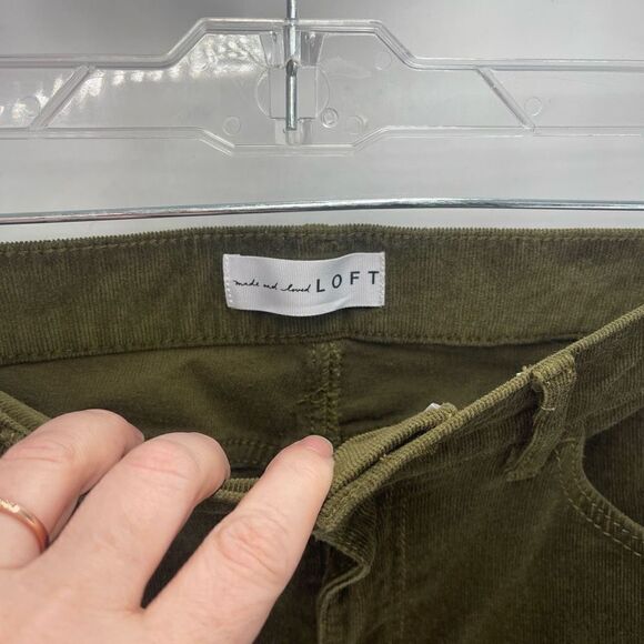 LOFT Women's Corduroy Pants High Waist Skinny Stretch Casual green olive Size 4 - Picture 3 of 10